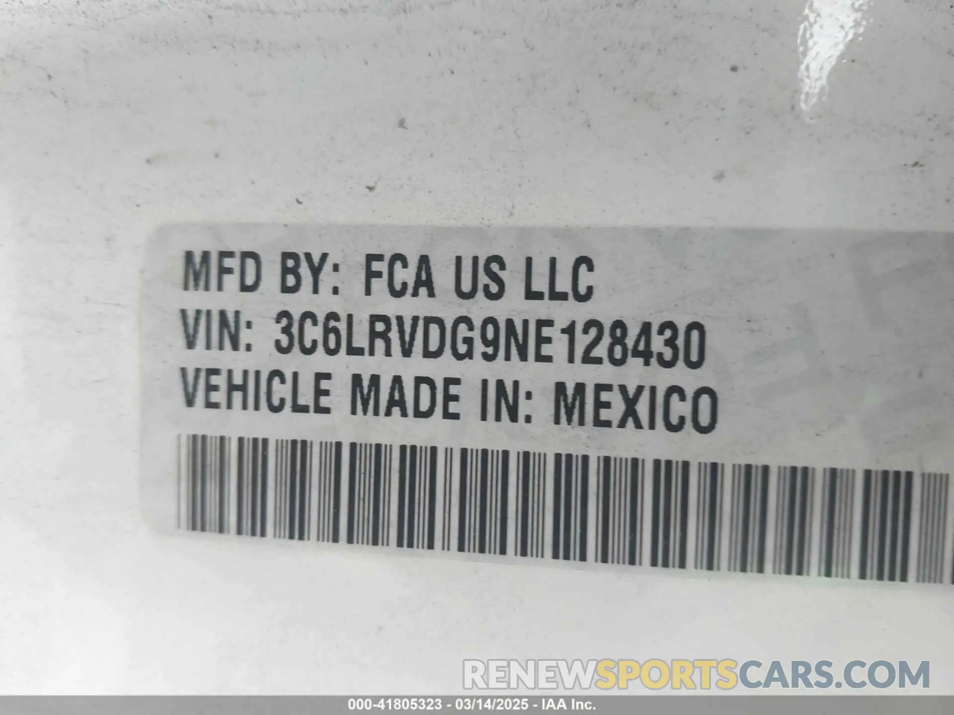 9 Photograph of a damaged car 3C6LRVDG9NE128430 RAM PROMASTER 2500 2022