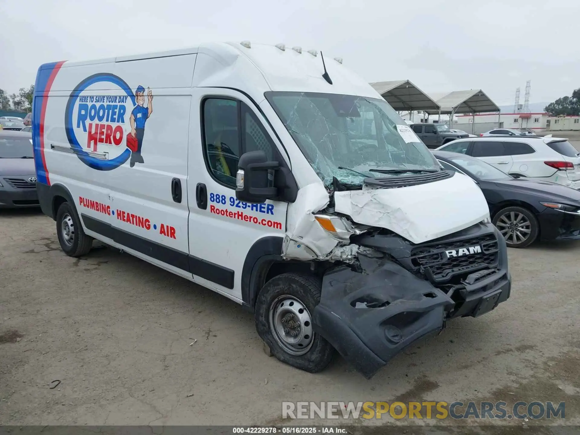1 Photograph of a damaged car 3C6LRVDG0PE518397 RAM PROMASTER 2500 2023