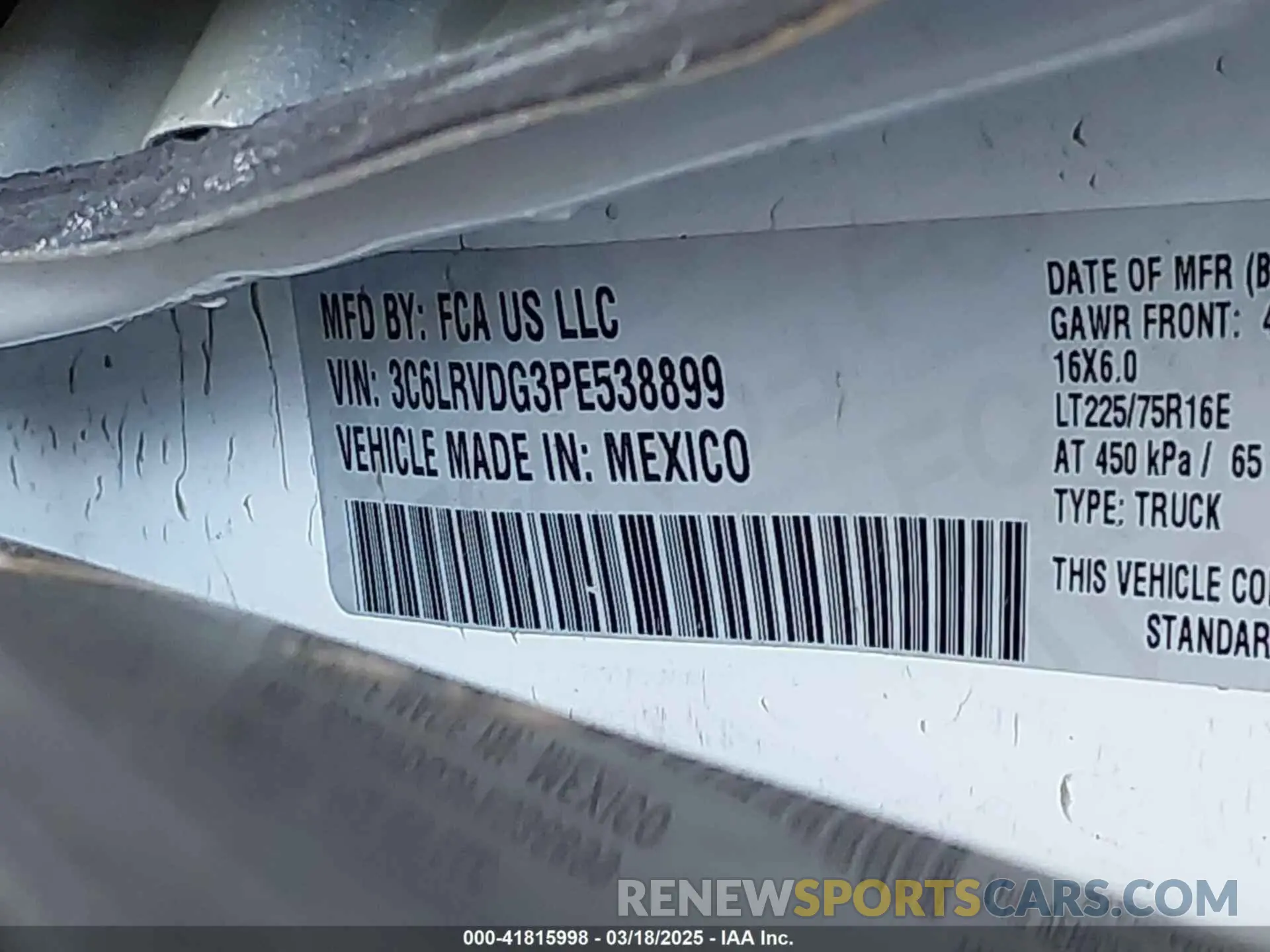 9 Photograph of a damaged car 3C6LRVDG3PE538899 RAM PROMASTER 2500 2023