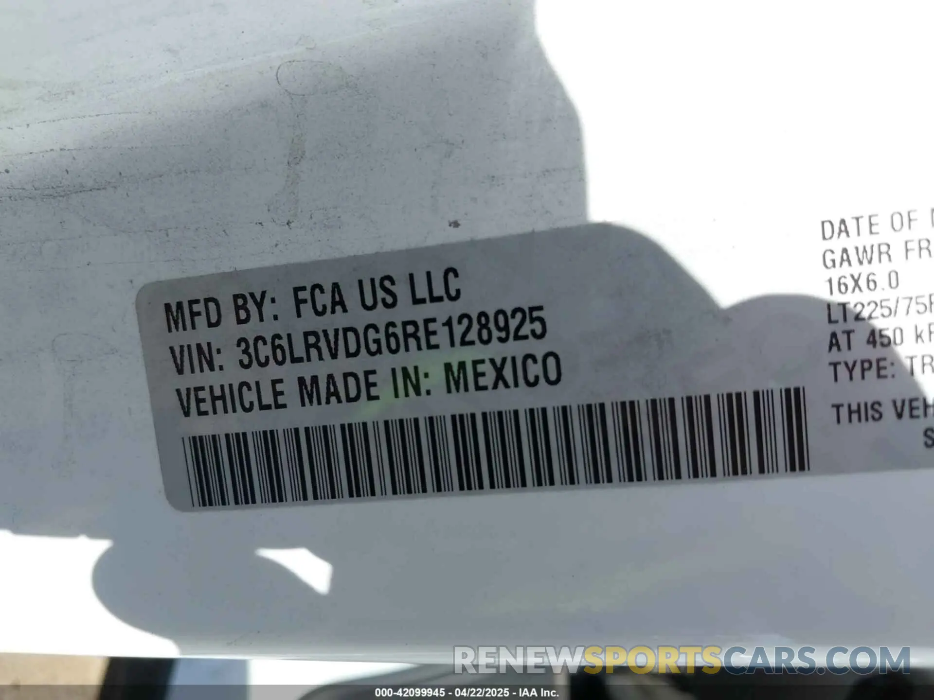 9 Photograph of a damaged car 3C6LRVDG6RE128925 RAM PROMASTER 2500 2024