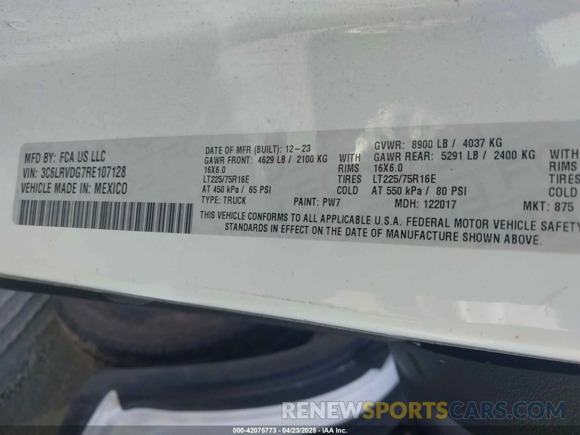 9 Photograph of a damaged car 3C6LRVDG7RE107128 RAM PROMASTER 2500 2024