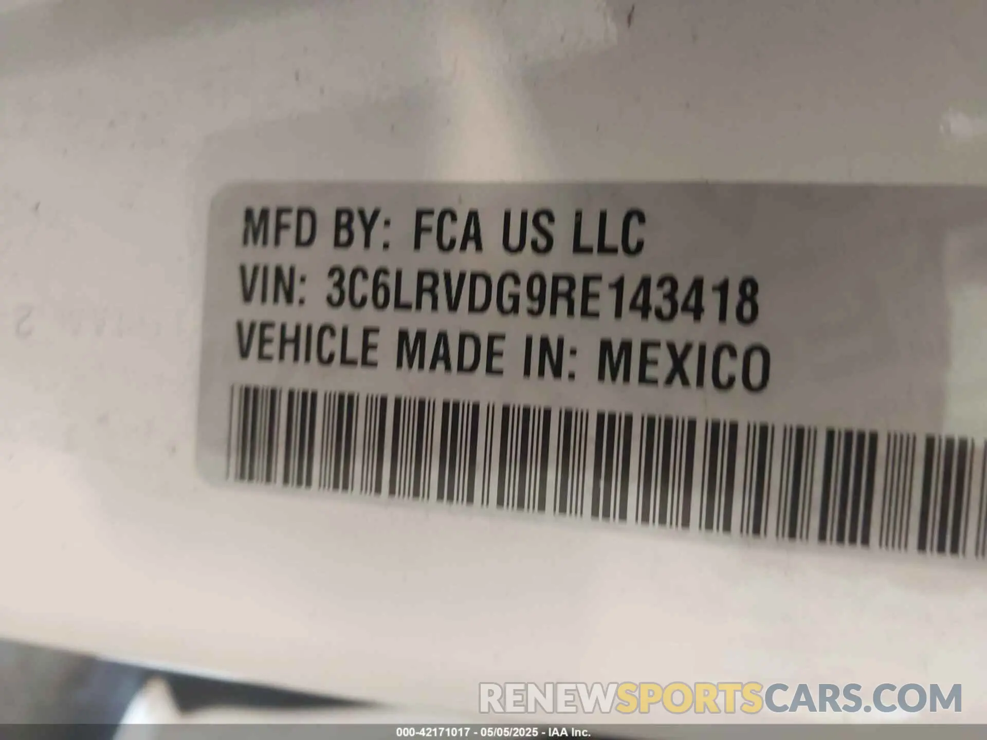 9 Photograph of a damaged car 3C6LRVDG9RE143418 RAM PROMASTER 2500 2024