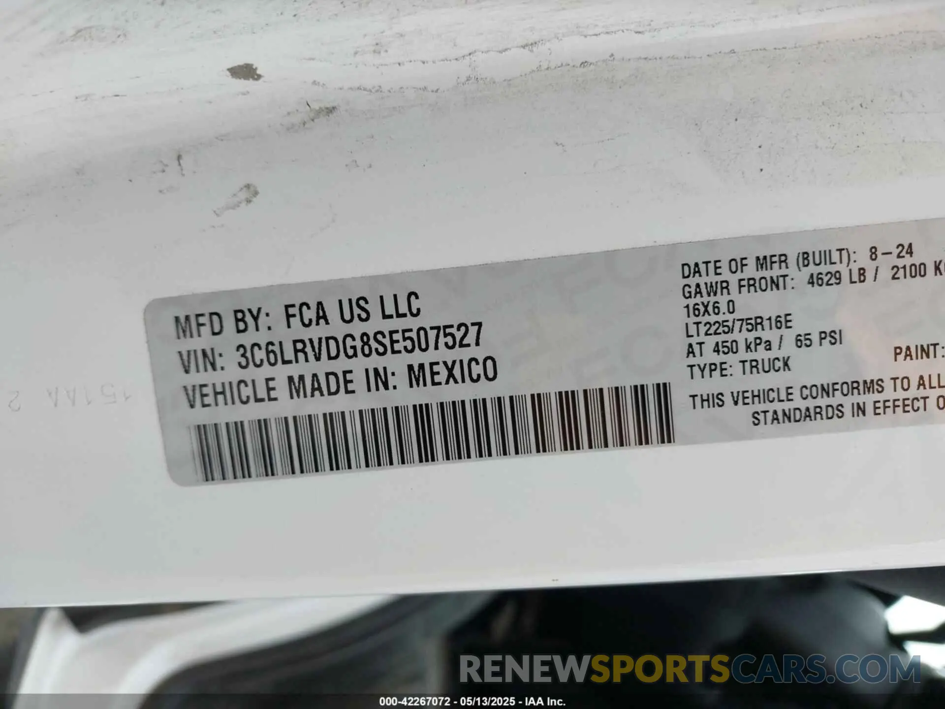 9 Photograph of a damaged car 3C6LRVDG8SE507527 RAM PROMASTER 2500 2025