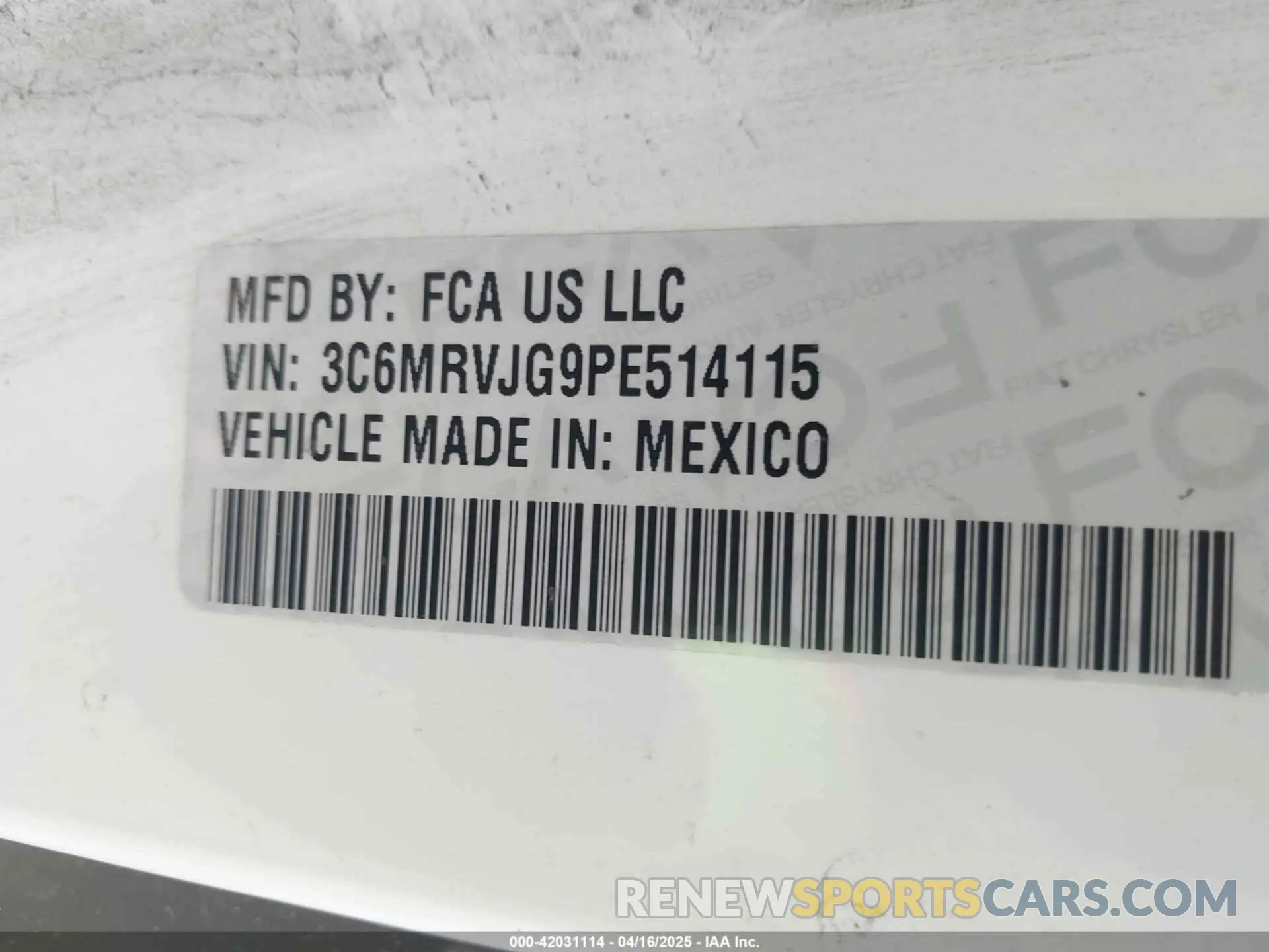 9 Photograph of a damaged car 3C6MRVJG9PE514115 RAM PROMASTER 3500 2023