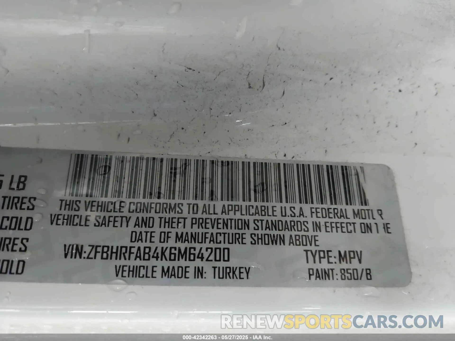 9 Photograph of a damaged car ZFBHRFAB4K6M64200 RAM PROMASTER CITY 2019