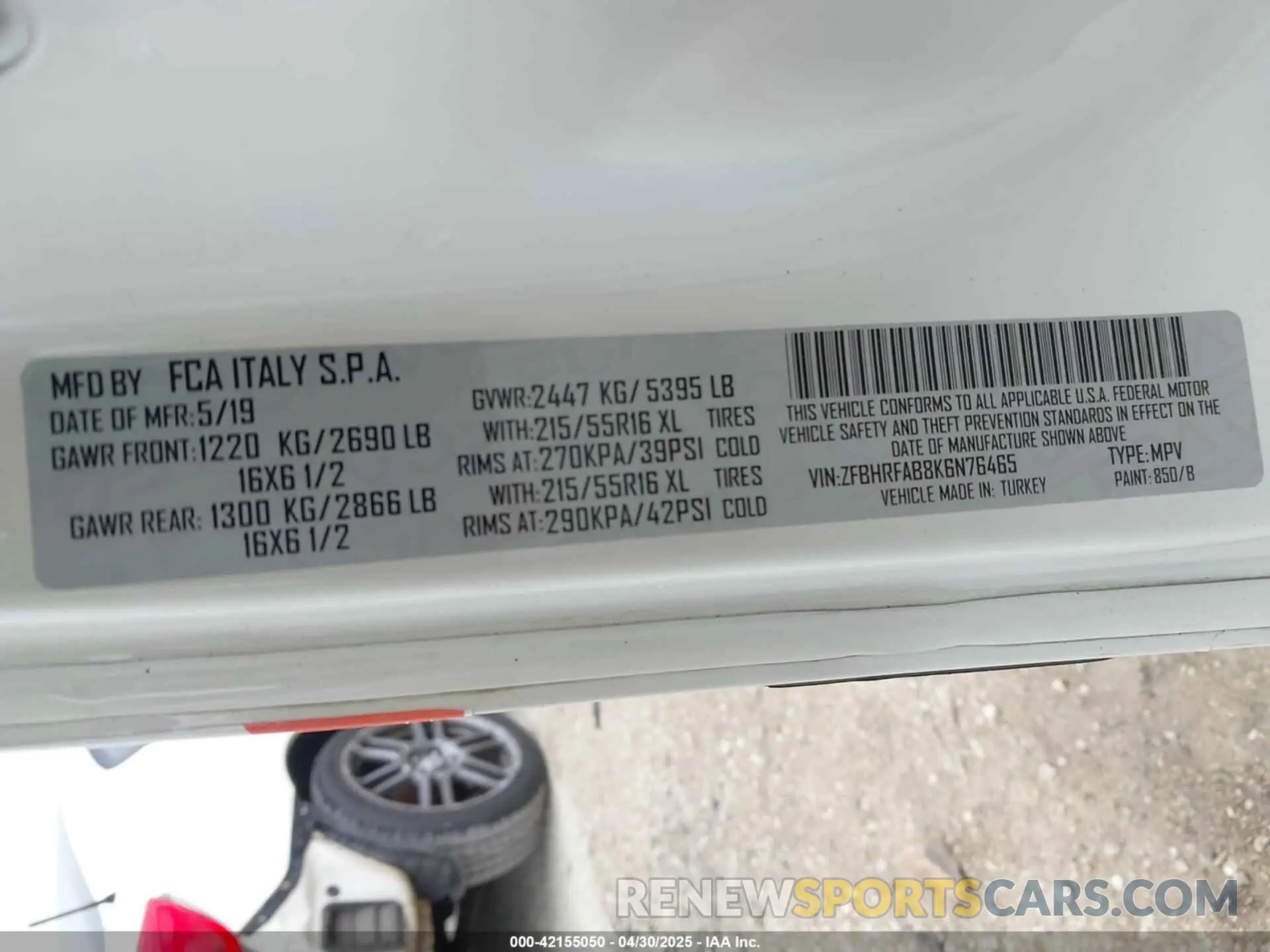 9 Photograph of a damaged car ZFBHRFAB8K6N76465 RAM PROMASTER CITY 2019