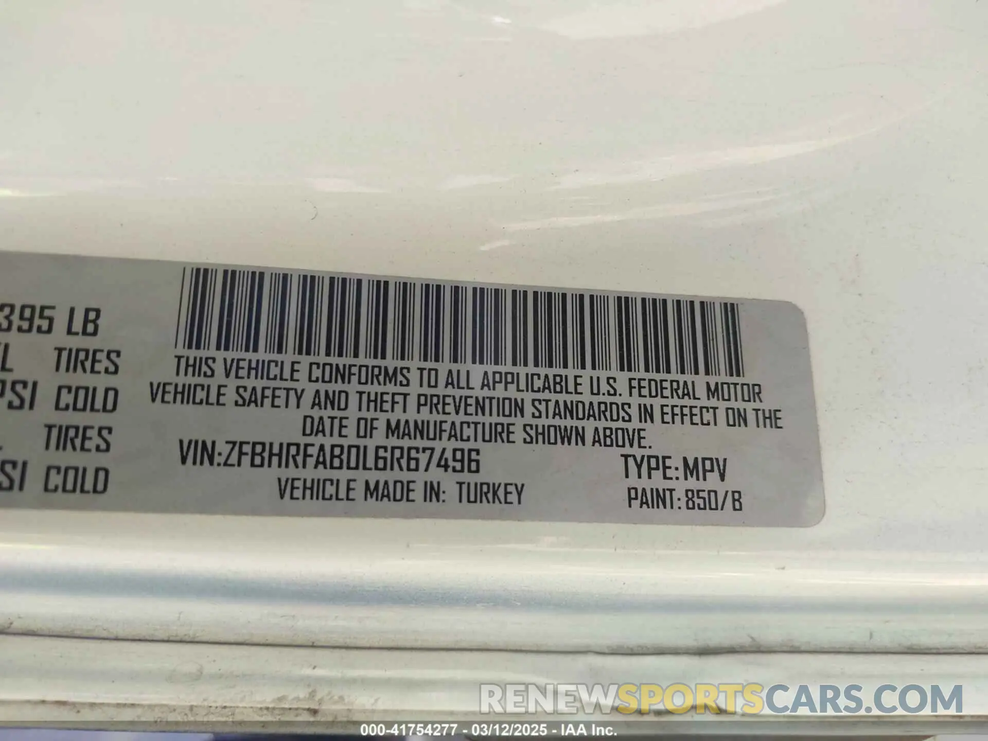 9 Photograph of a damaged car ZFBHRFAB0L6R67496 RAM PROMASTER CITY 2020