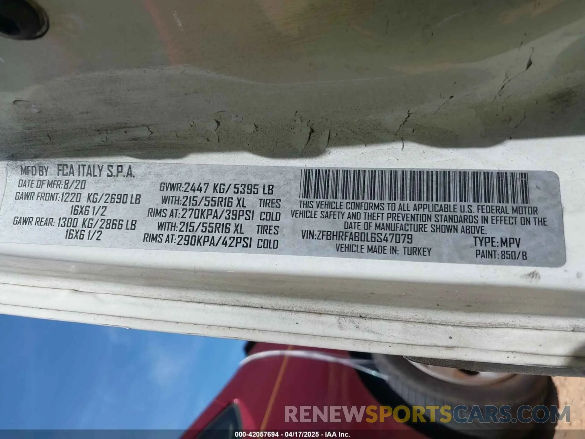 9 Photograph of a damaged car ZFBHRFAB0L6S47079 RAM PROMASTER CITY 2020