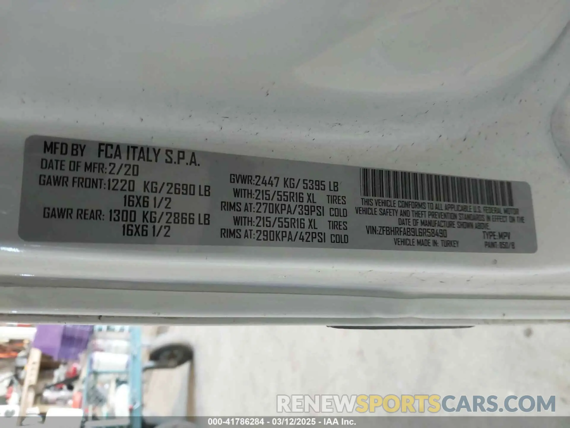 9 Photograph of a damaged car ZFBHRFAB9L6R58490 RAM PROMASTER CITY 2020