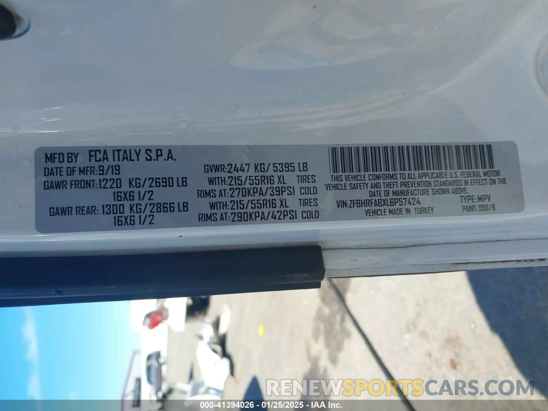 9 Photograph of a damaged car ZFBHRFABXL6P57424 RAM PROMASTER CITY 2020