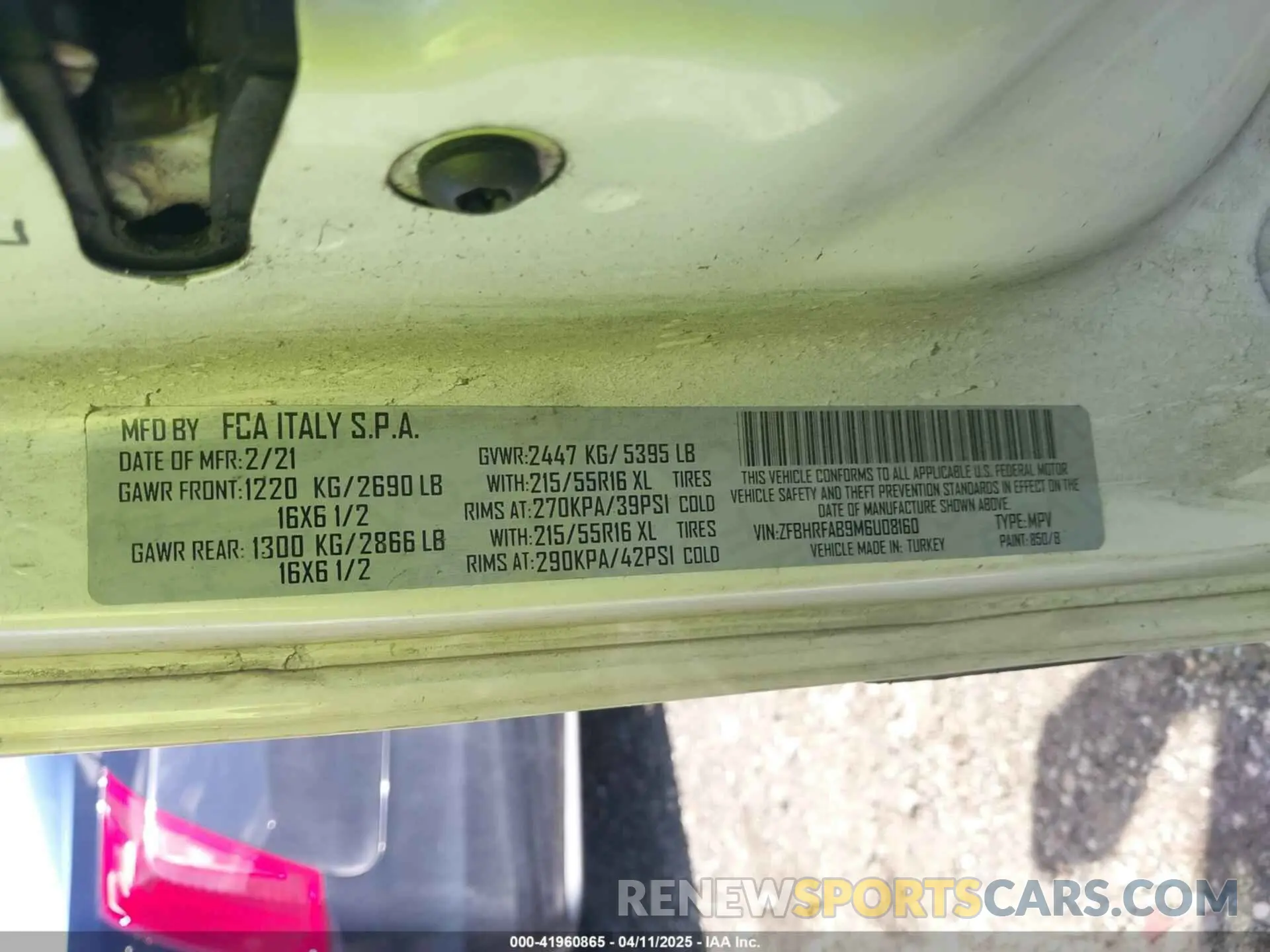 9 Photograph of a damaged car ZFBHRFAB9M6U08160 RAM PROMASTER CITY 2021