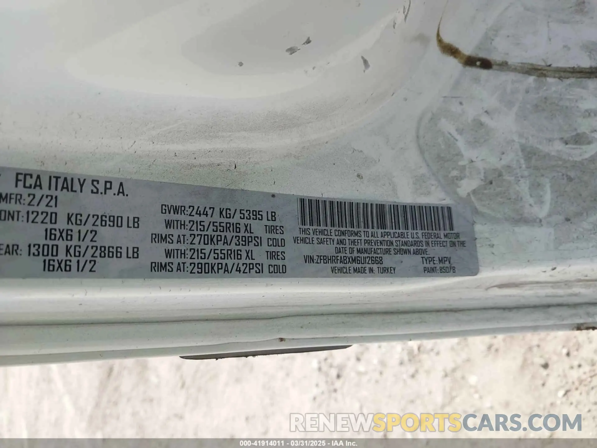 9 Photograph of a damaged car ZFBHRFABXM6U12668 RAM PROMASTER CITY 2021