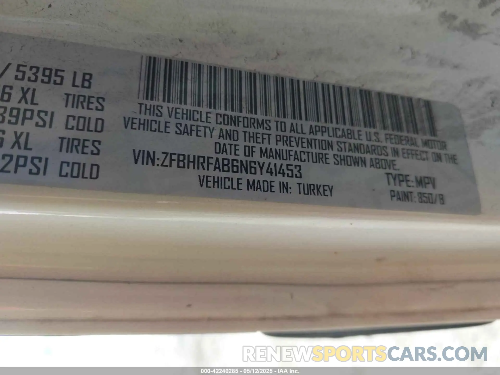 9 Photograph of a damaged car ZFBHRFAB6N6Y41453 RAM PROMASTER CITY 2022
