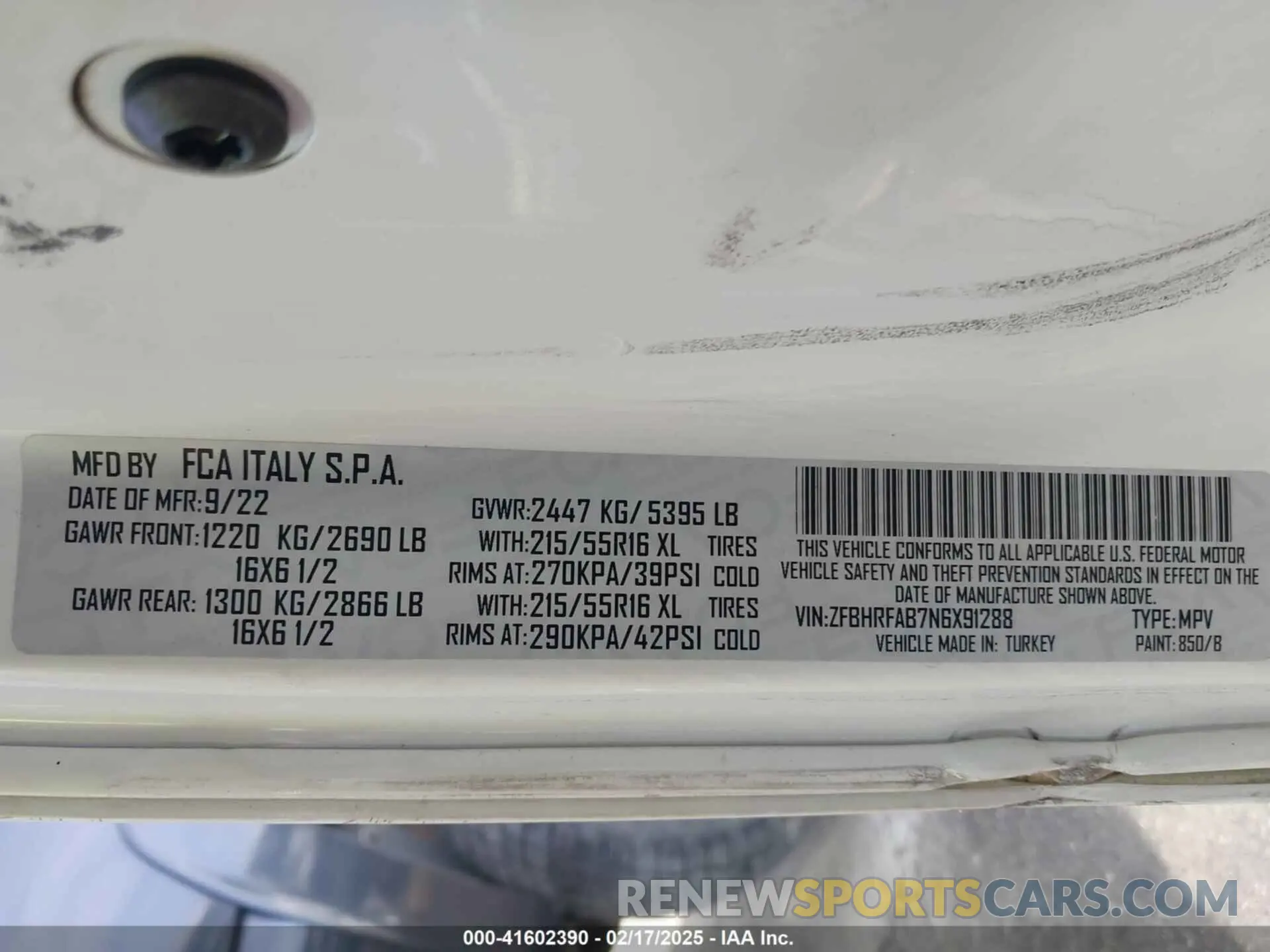 9 Photograph of a damaged car ZFBHRFAB7N6X91288 RAM PROMASTER CITY 2022