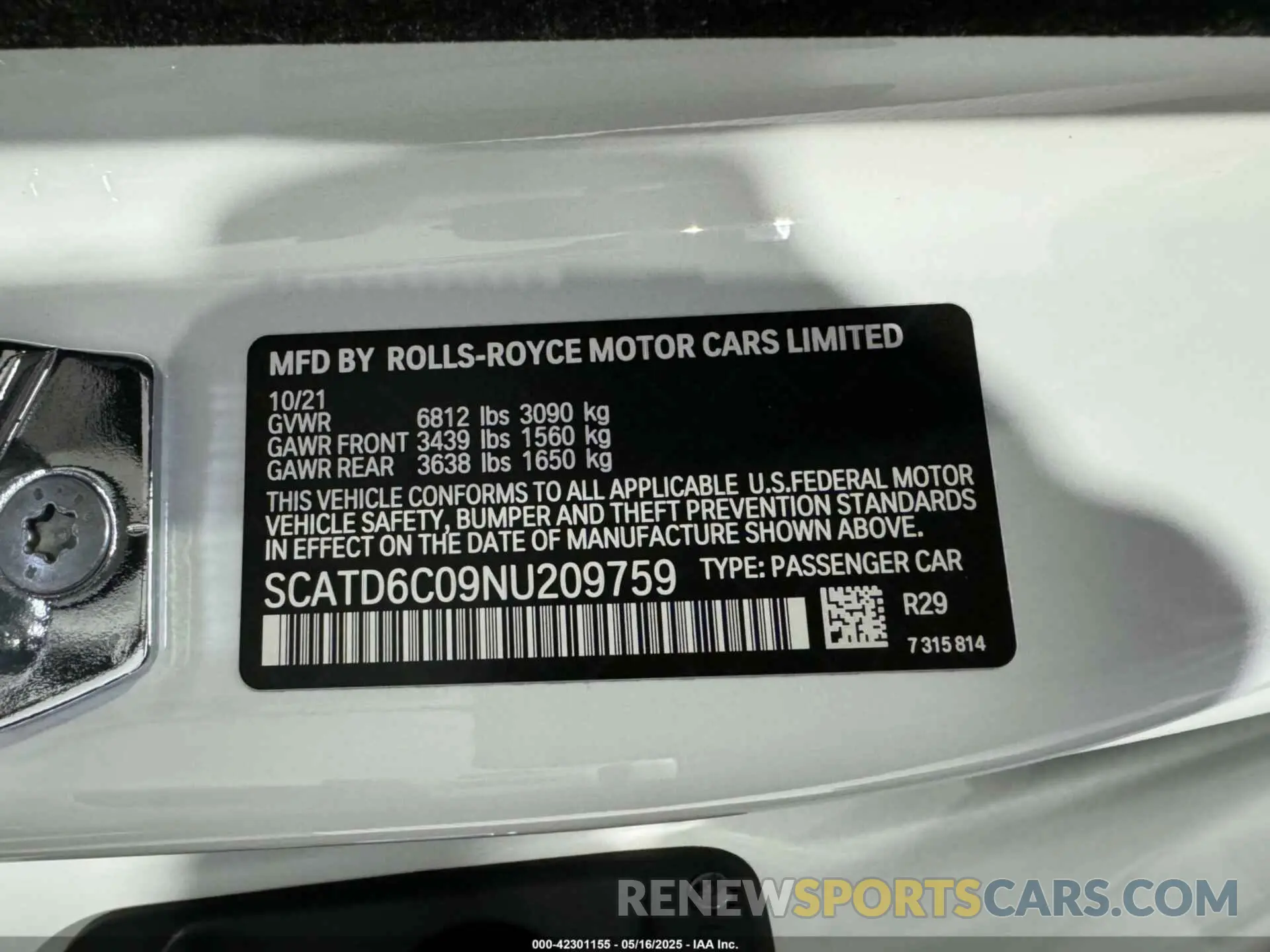 9 Photograph of a damaged car SCATD6C09NU209759 ROLLS-ROYCE GHOST 2022