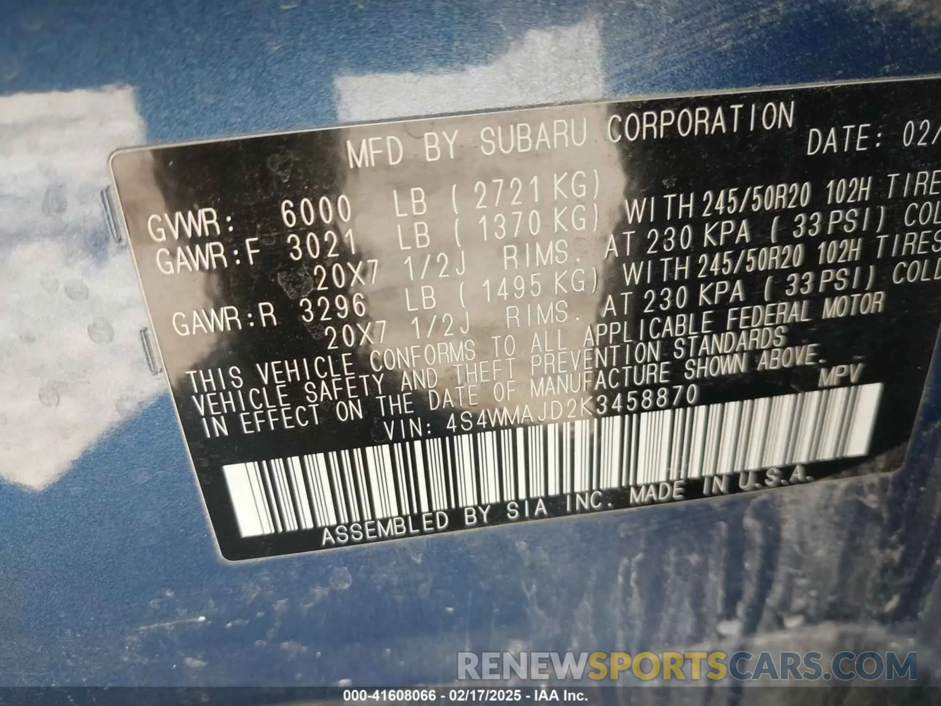 9 Photograph of a damaged car 4S4WMAJD2K3458870 SUBARU ASCENT 2019