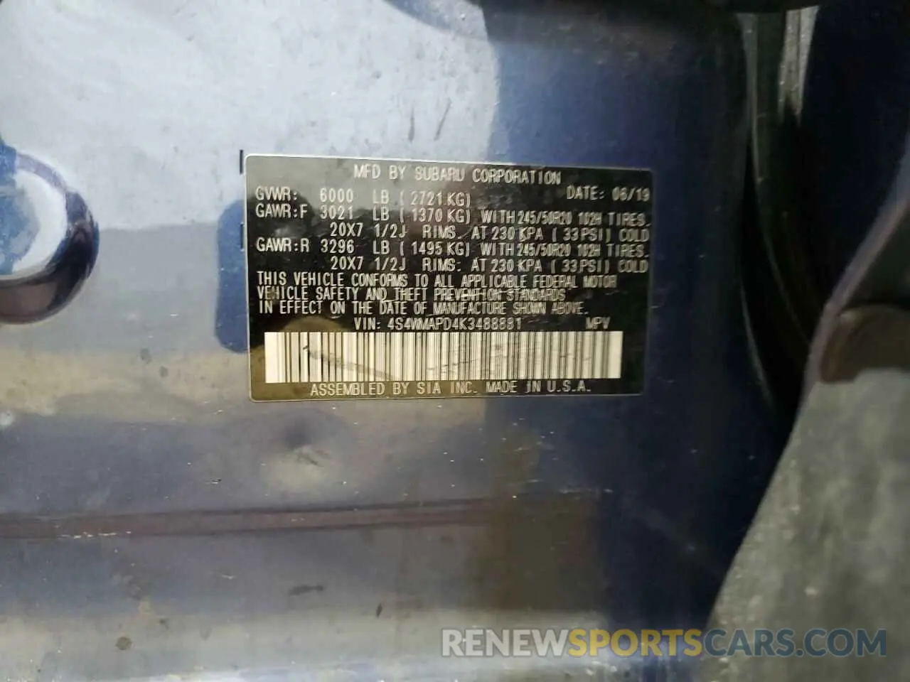 14 Photograph of a damaged car 4S4WMAPD4K3488881 SUBARU ASCENT 2019