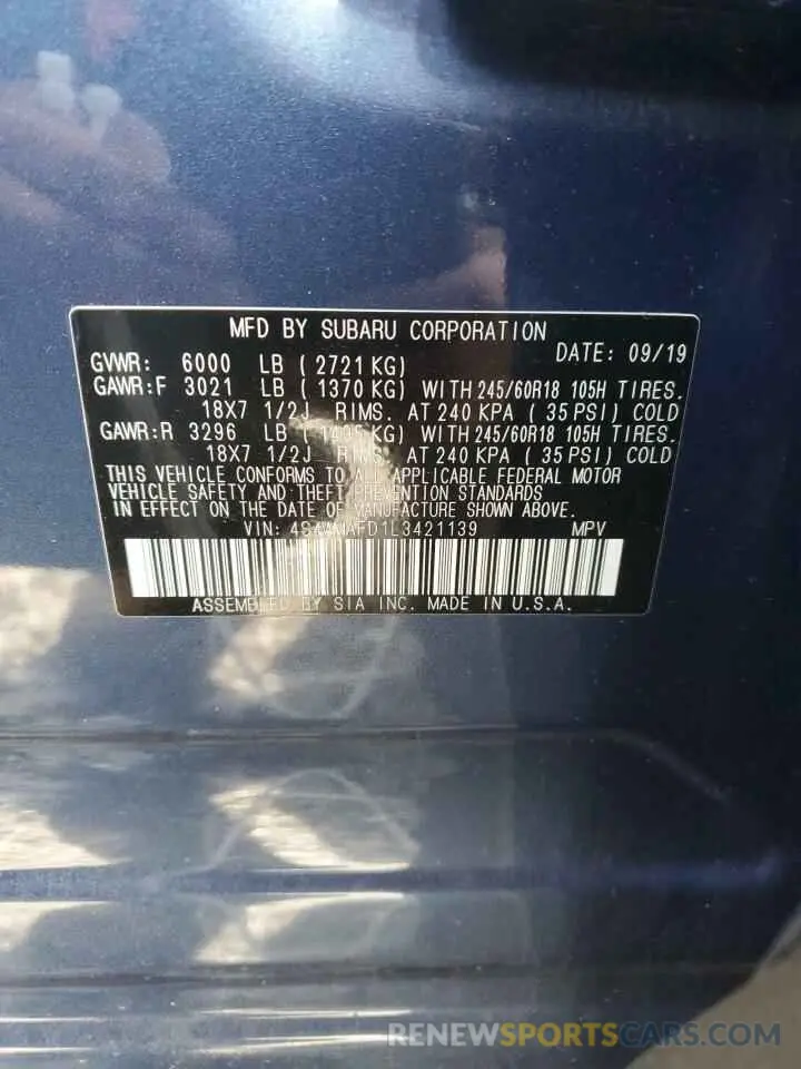 12 Photograph of a damaged car 4S4WMAFD1L3421139 SUBARU ASCENT 2020