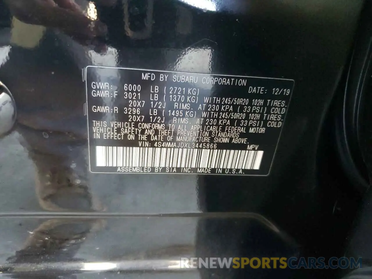 14 Photograph of a damaged car 4S4WMAJDXL3445866 SUBARU ASCENT 2020