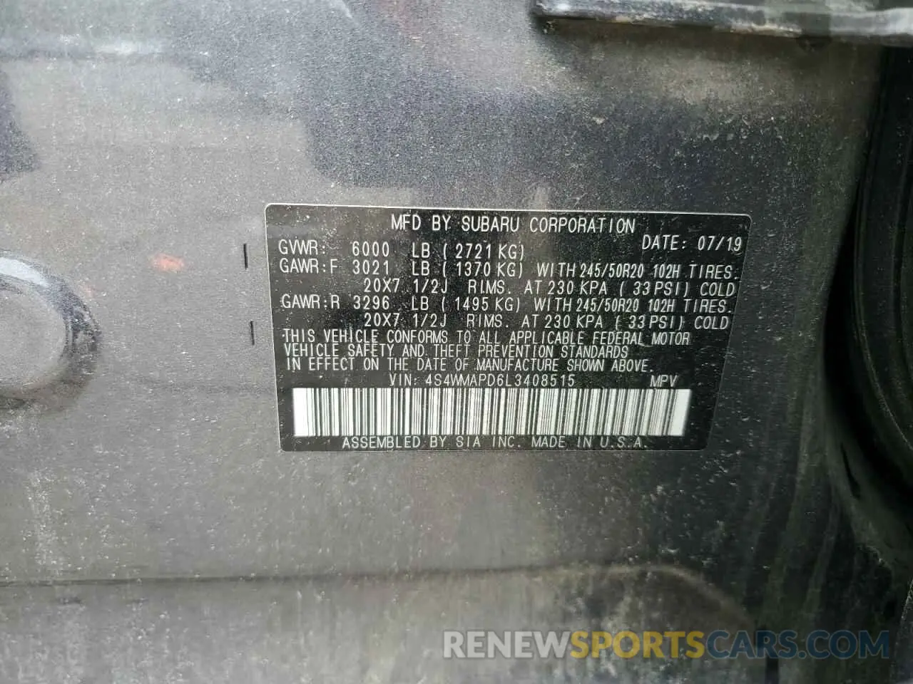 14 Photograph of a damaged car 4S4WMAPD6L3408515 SUBARU ASCENT 2020