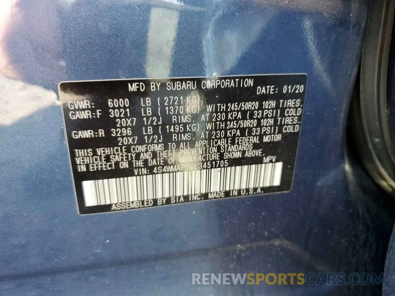 13 Photograph of a damaged car 4S4WMAPD6L3451705 SUBARU ASCENT 2020