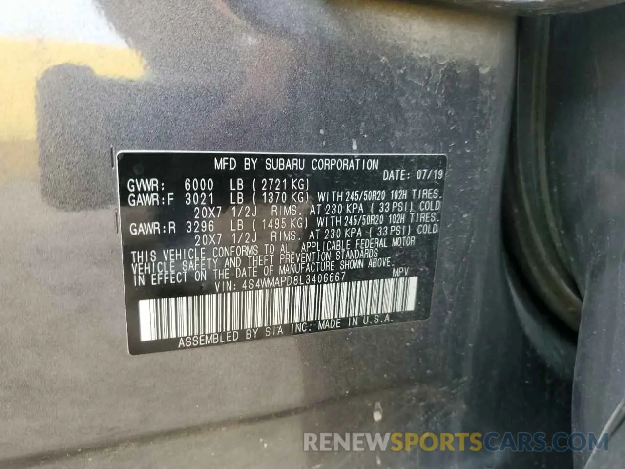14 Photograph of a damaged car 4S4WMAPD8L3406667 SUBARU ASCENT 2020