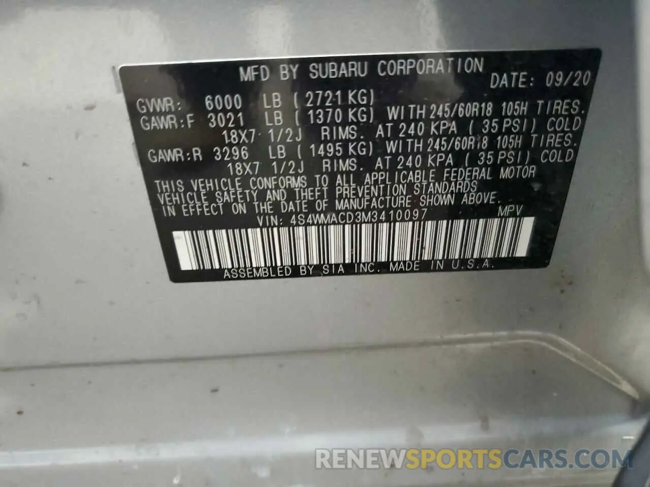 13 Photograph of a damaged car 4S4WMACD3M3410097 SUBARU ASCENT 2021