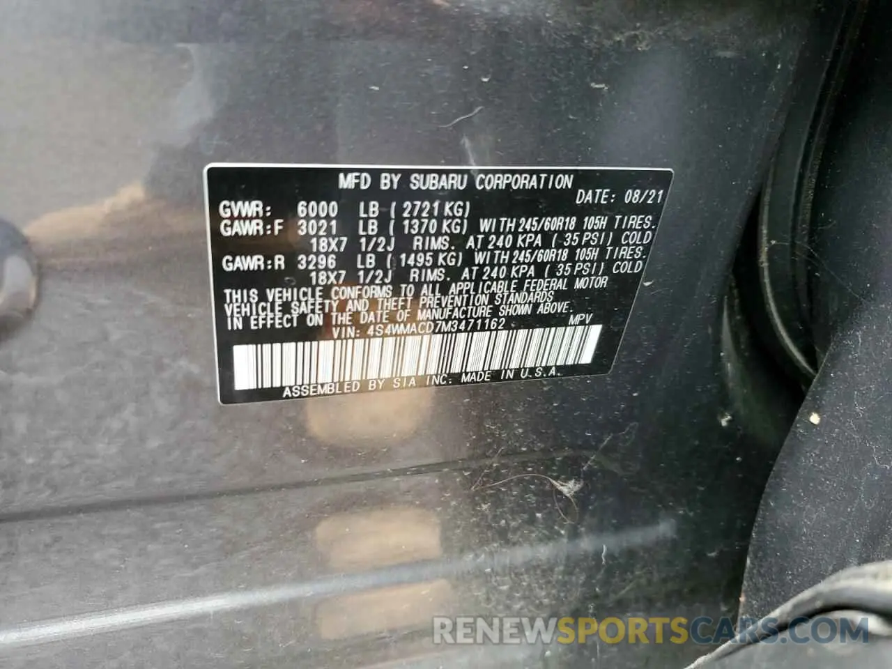 13 Photograph of a damaged car 4S4WMACD7M3471162 SUBARU ASCENT 2021