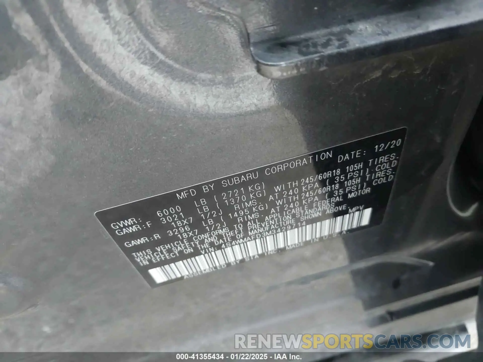 9 Photograph of a damaged car 4S4WMAFD3M3429714 SUBARU ASCENT 2021