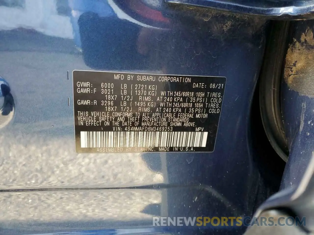 15 Photograph of a damaged car 4S4WMAFD6M3469253 SUBARU ASCENT 2021