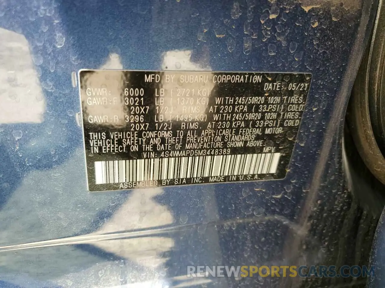 13 Photograph of a damaged car 4S4WMAPD5M3448389 SUBARU ASCENT 2021