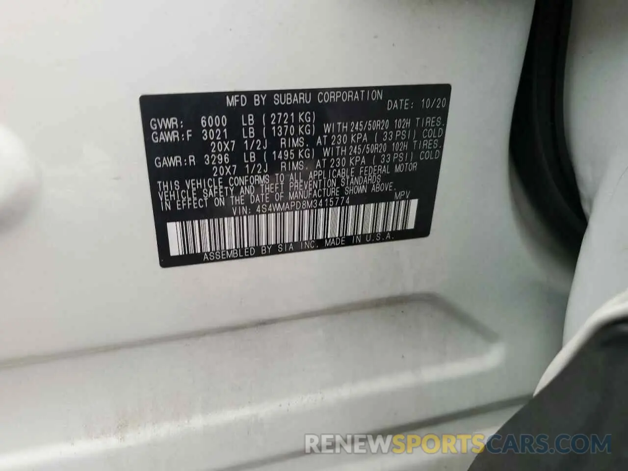 14 Photograph of a damaged car 4S4WMAPD8M3415774 SUBARU ASCENT 2021