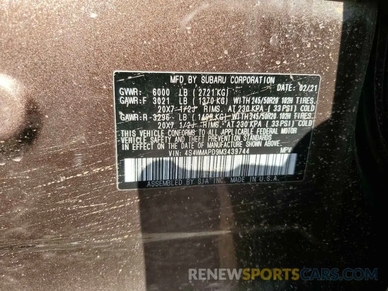 13 Photograph of a damaged car 4S4WMAPD9M3439744 SUBARU ASCENT 2021