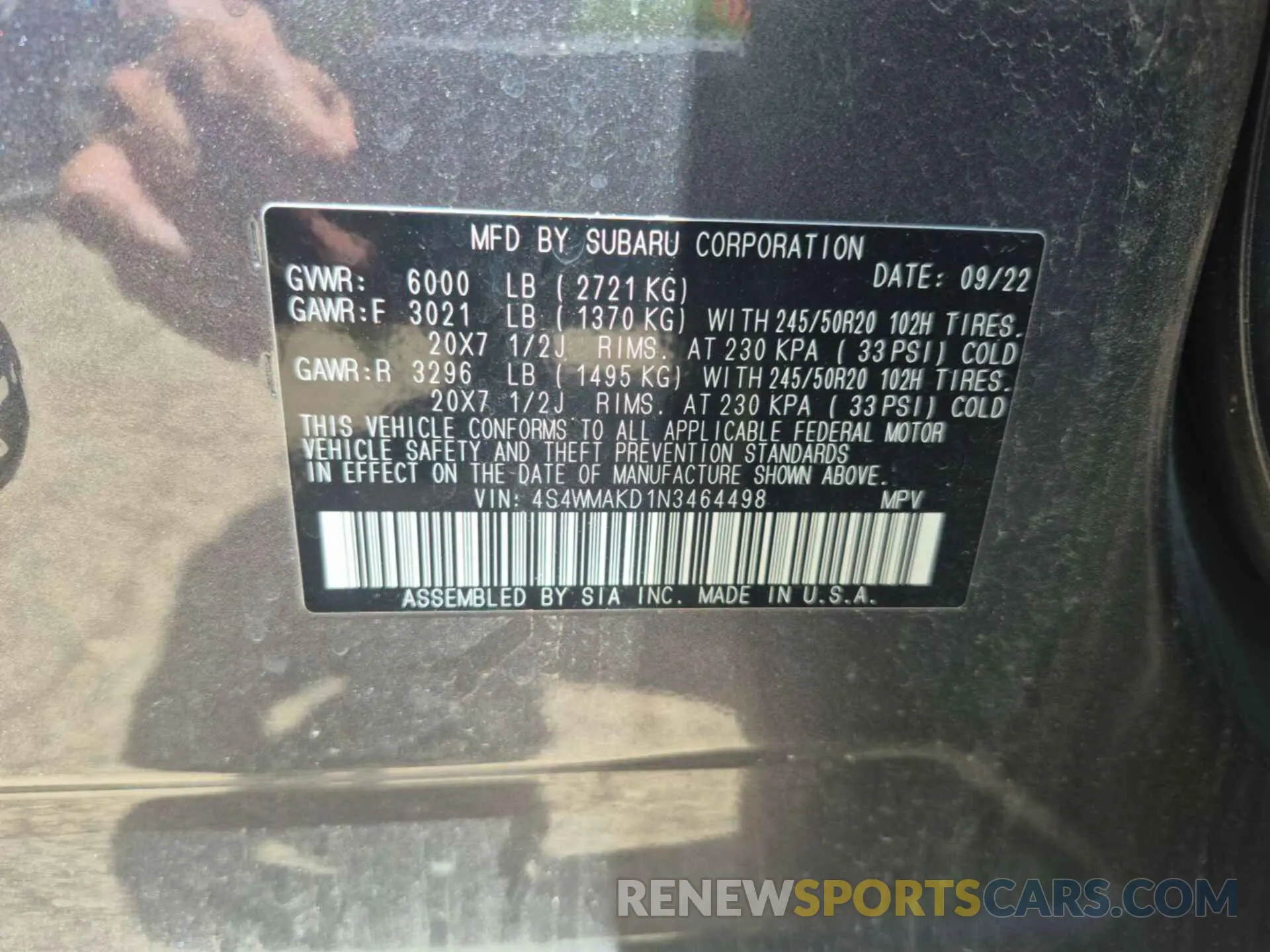 11 Photograph of a damaged car 4S4WMAKD1N3464498 SUBARU ASCENT 2022