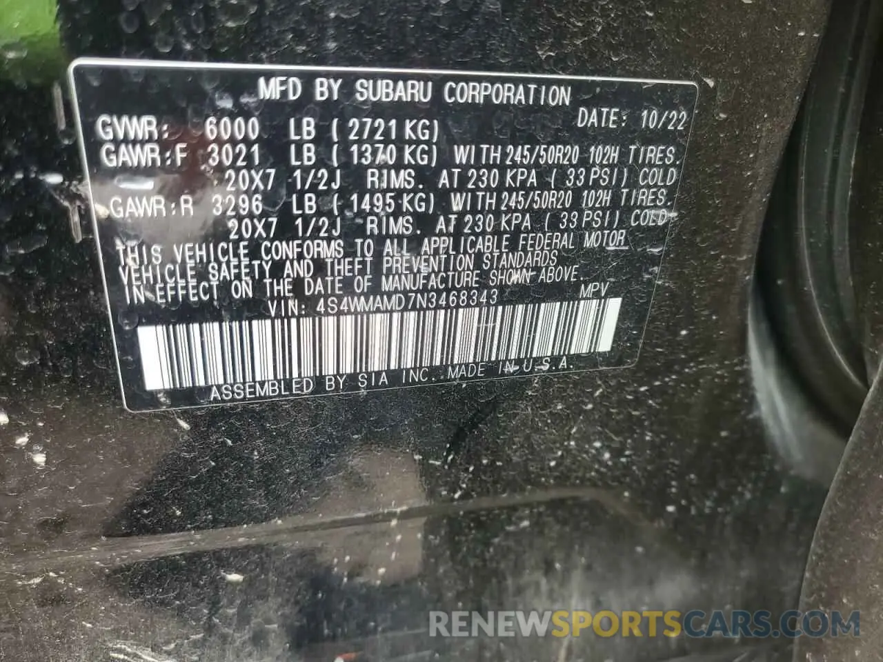 14 Photograph of a damaged car 4S4WMAMD7N3468343 SUBARU ASCENT 2022
