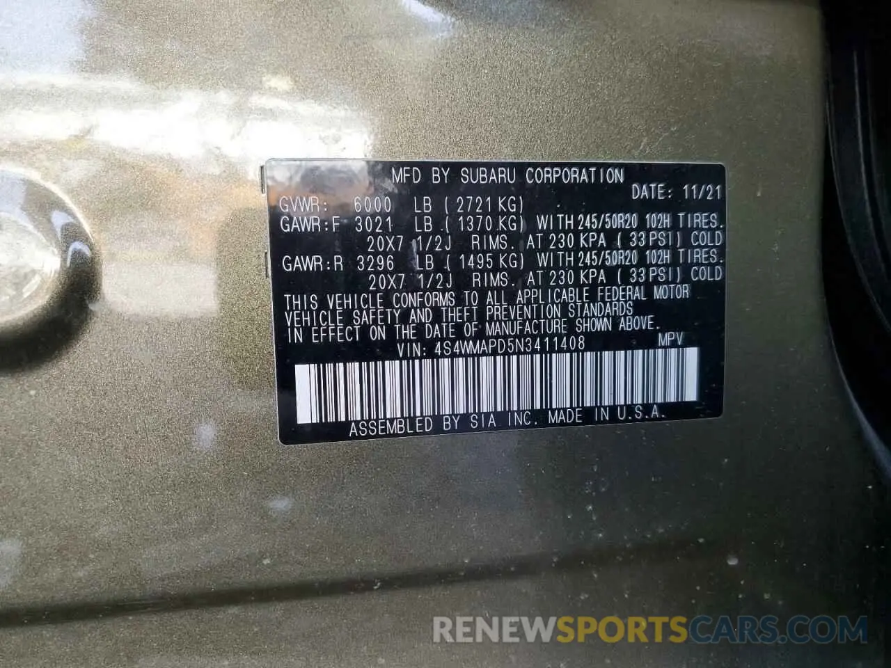 13 Photograph of a damaged car 4S4WMAPD5N3411408 SUBARU ASCENT 2022
