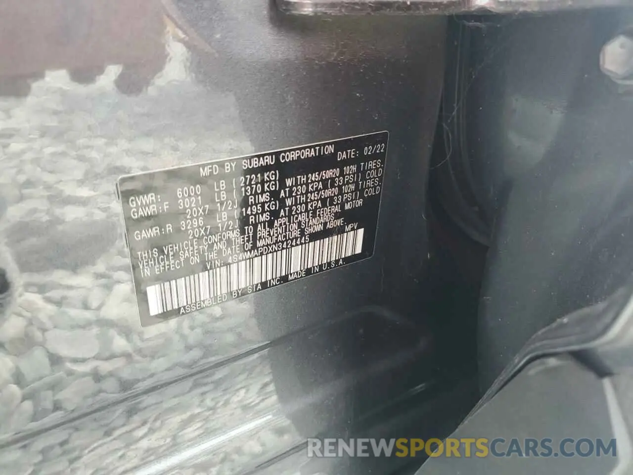 14 Photograph of a damaged car 4S4WMAPDXN3424445 SUBARU ASCENT 2022