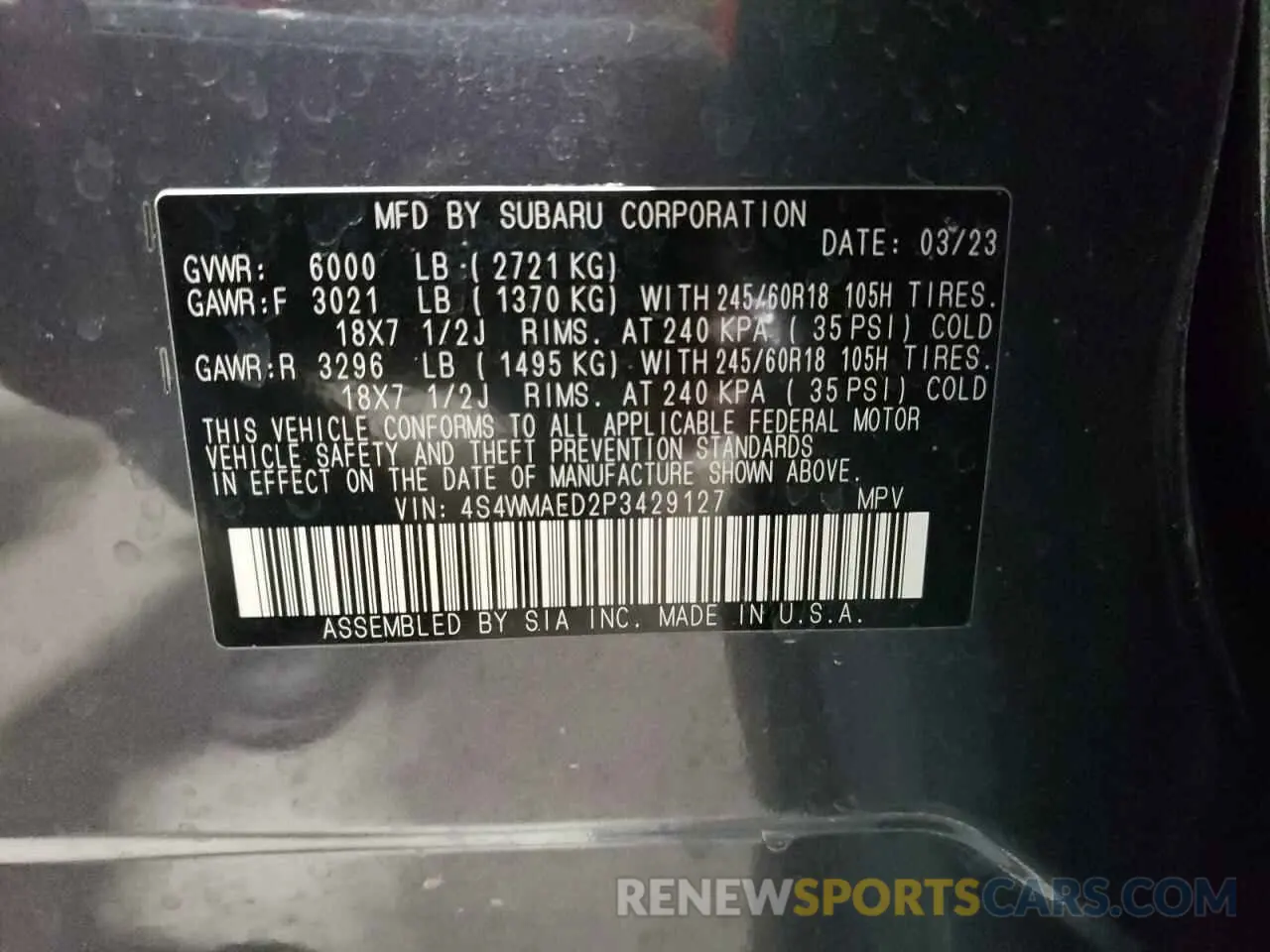 16 Photograph of a damaged car 4S4WMAED2P3429127 SUBARU ASCENT 2023