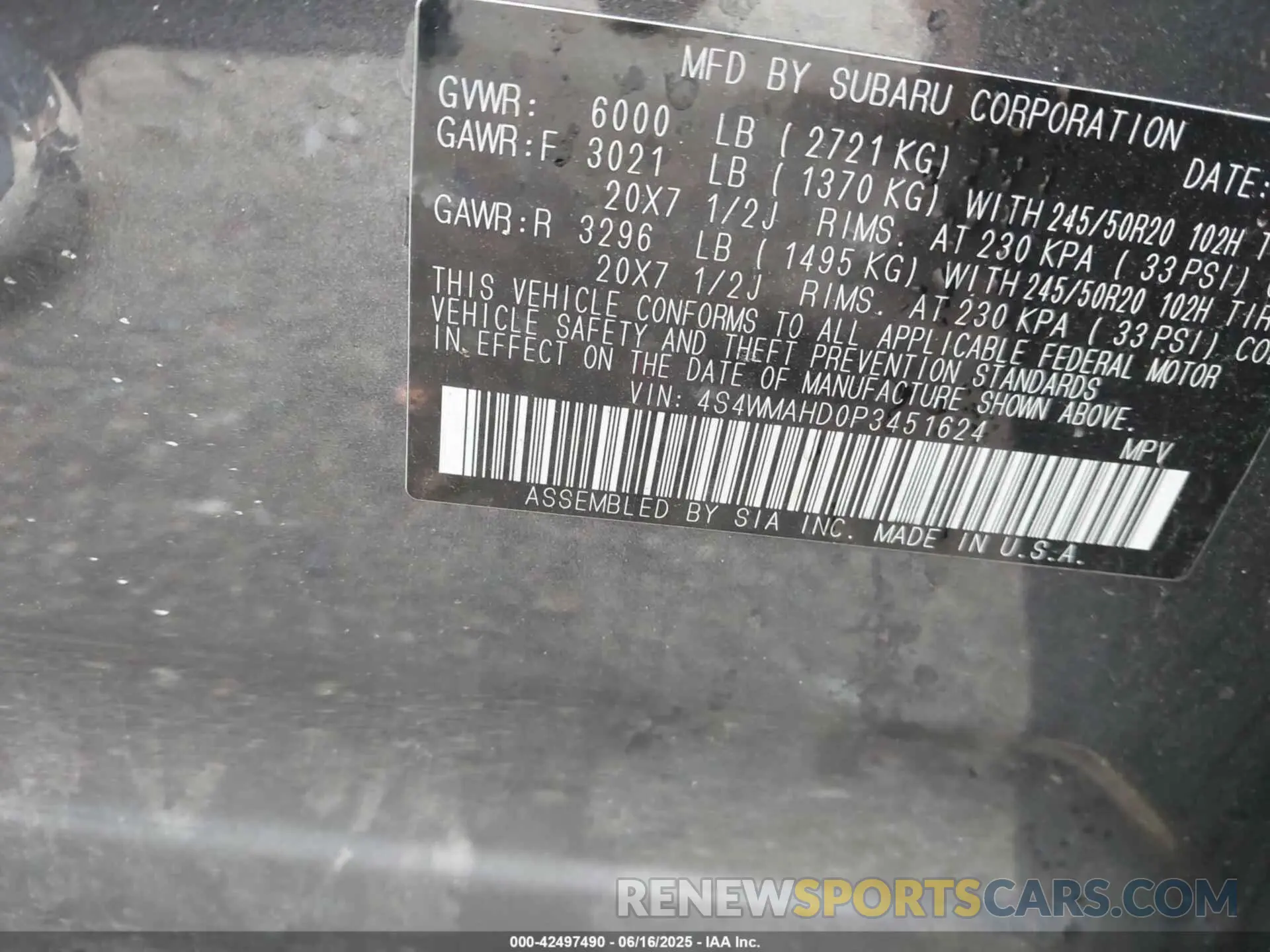 9 Photograph of a damaged car 4S4WMAHD0P3451624 SUBARU ASCENT 2023