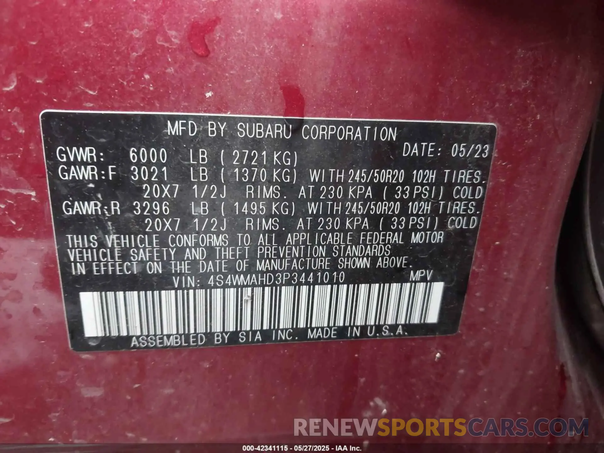 9 Photograph of a damaged car 4S4WMAHD3P3441010 SUBARU ASCENT 2023