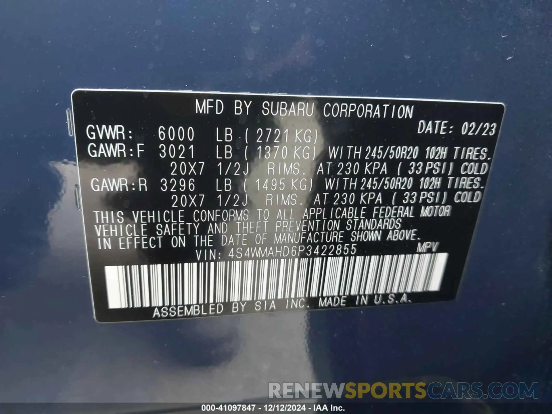 9 Photograph of a damaged car 4S4WMAHD6P3422855 SUBARU ASCENT 2023