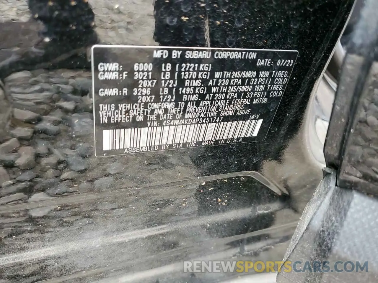 14 Photograph of a damaged car 4S4WMAKD4P3451747 SUBARU ASCENT 2023