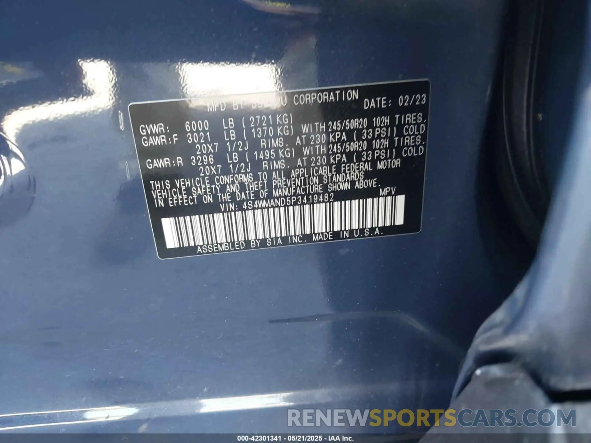 9 Photograph of a damaged car 4S4WMAND5P3419482 SUBARU ASCENT 2023