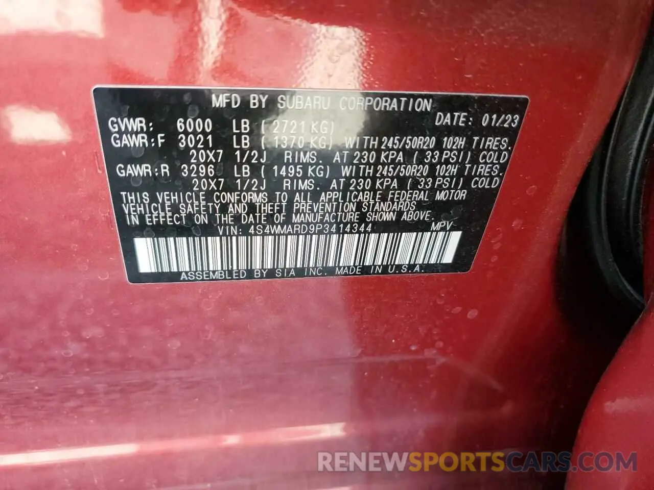 13 Photograph of a damaged car 4S4WMARD9P3414344 SUBARU ASCENT 2023