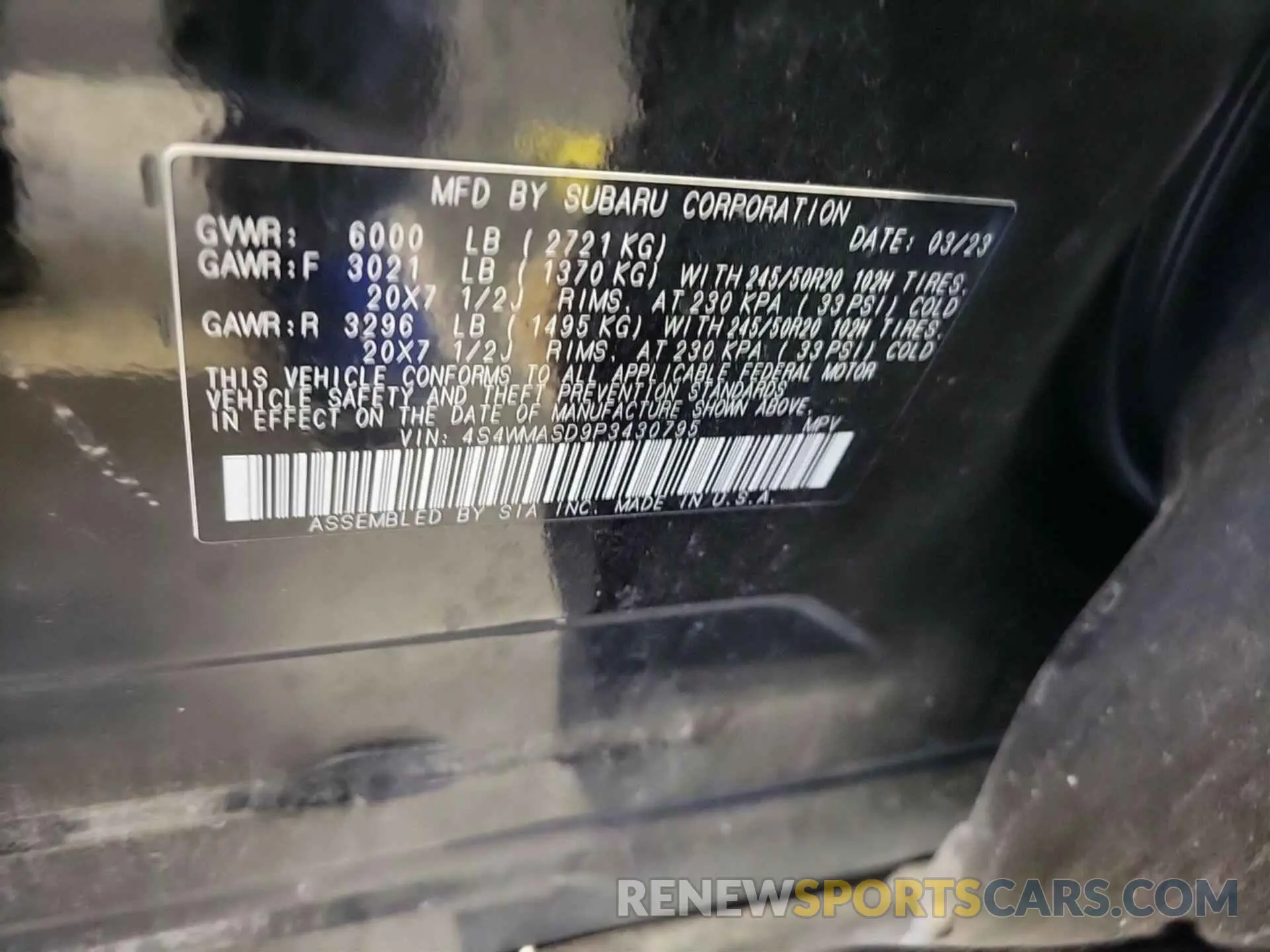 6 Photograph of a damaged car 4S4WMASD9P3430795 SUBARU ASCENT 2023