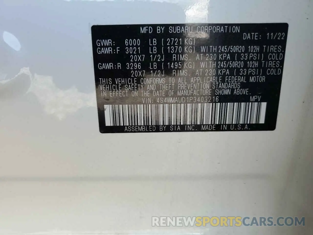 13 Photograph of a damaged car 4S4WMAUD1P3403216 SUBARU ASCENT 2023