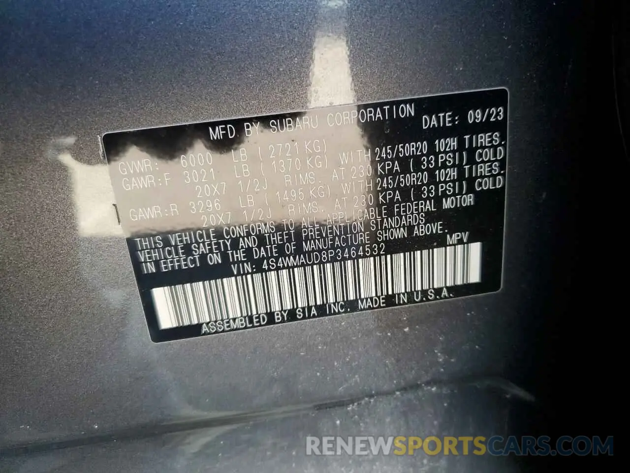 13 Photograph of a damaged car 4S4WMAUD8P3464532 SUBARU ASCENT 2023