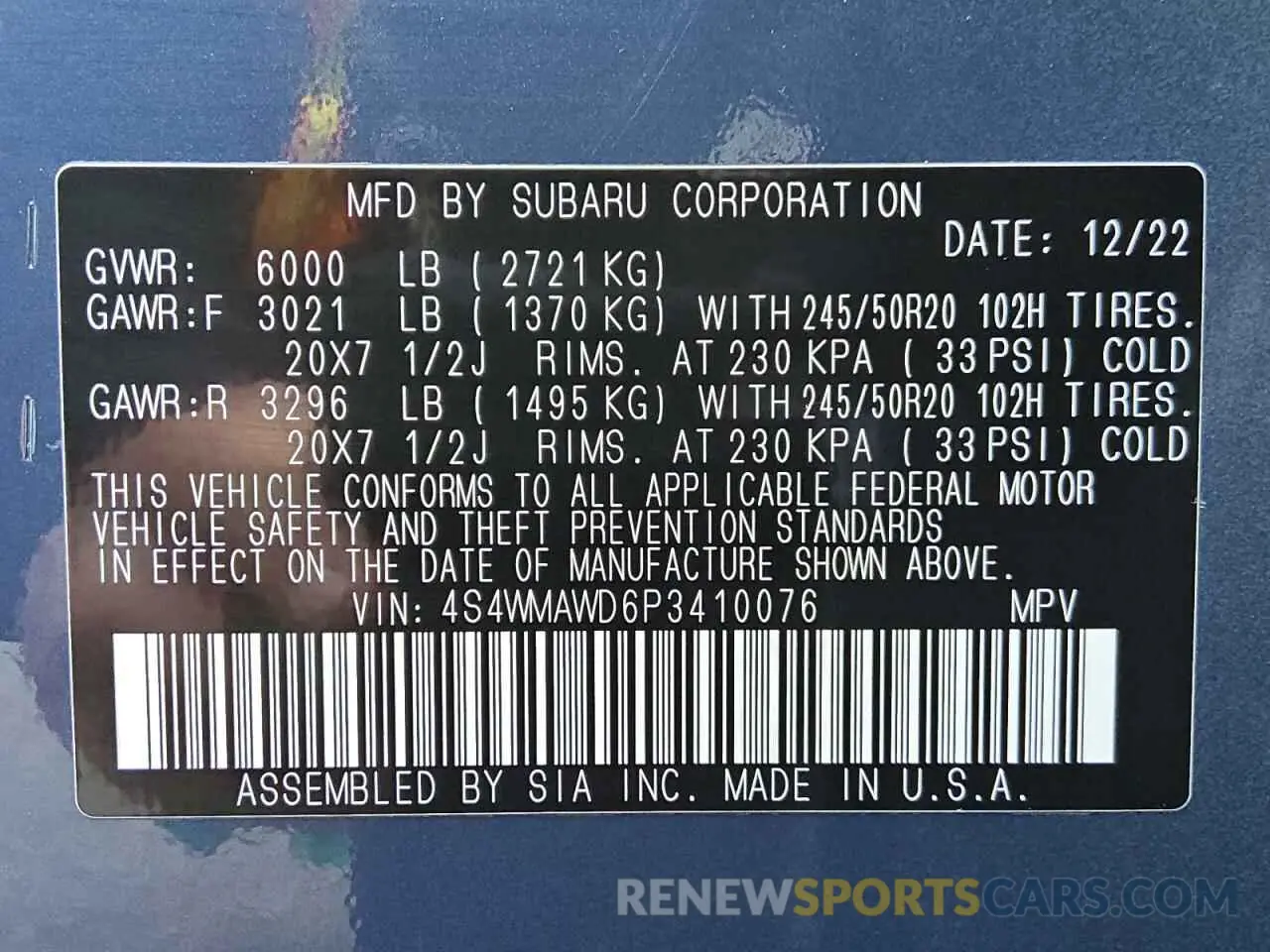13 Photograph of a damaged car 4S4WMAWD6P3410076 SUBARU ASCENT 2023