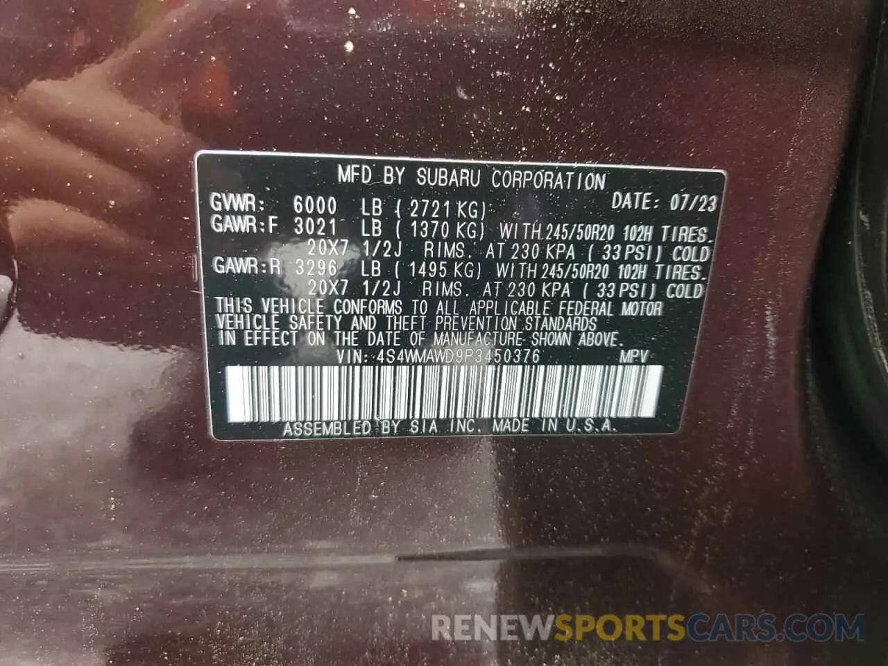 13 Photograph of a damaged car 4S4WMAWD9P3450376 SUBARU ASCENT 2023