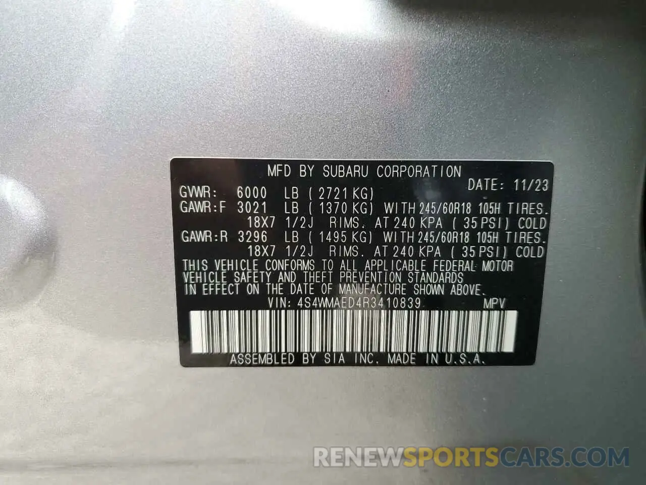 15 Photograph of a damaged car 4S4WMAED4R3410839 SUBARU ASCENT 2024